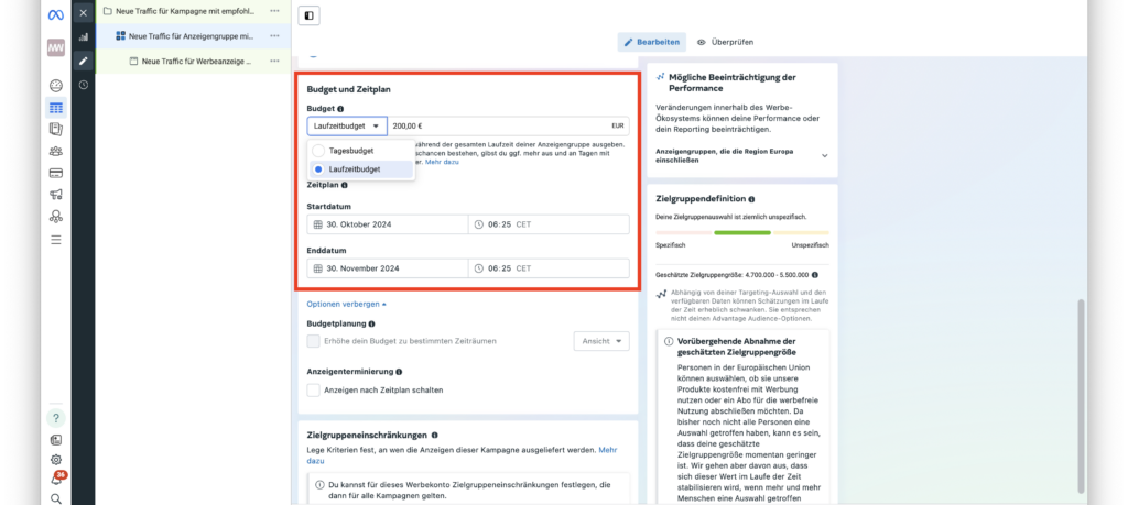 So bestimmst du das Budget und den Zeitplan für deine Anzeigengruppe
